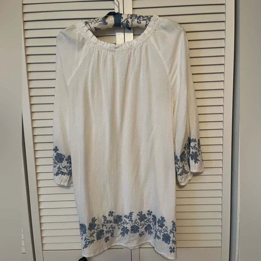 J Jill Crinkle White Love Linen Tunic - Size M - Picture 2 of 7